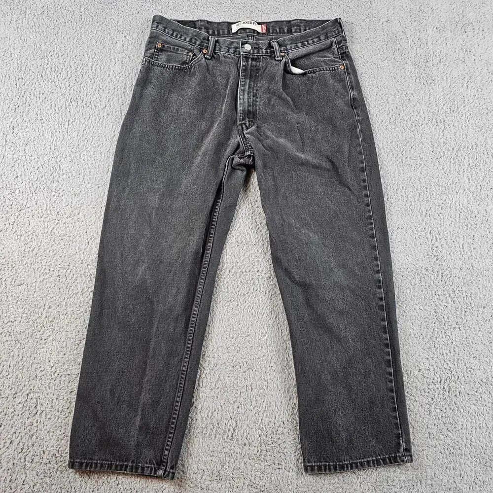 Levis 550 Jeans Mens 36x27* Black Distressed Relaxed Tapered Baggy Y2K Biker